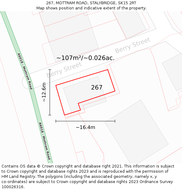 267, MOTTRAM ROAD, STALYBRIDGE, SK15 2RT: Plot and title map