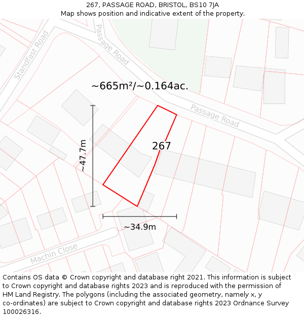 267, PASSAGE ROAD, BRISTOL, BS10 7JA: Plot and title map