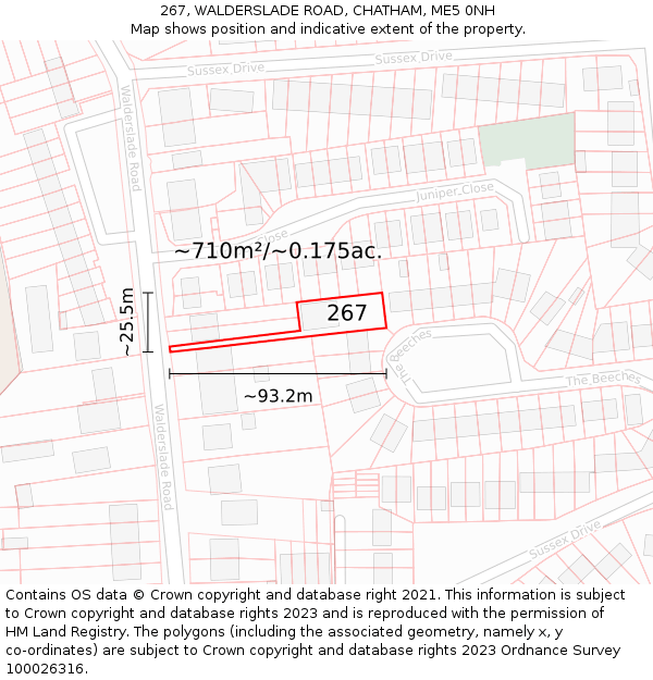 267, WALDERSLADE ROAD, CHATHAM, ME5 0NH: Plot and title map