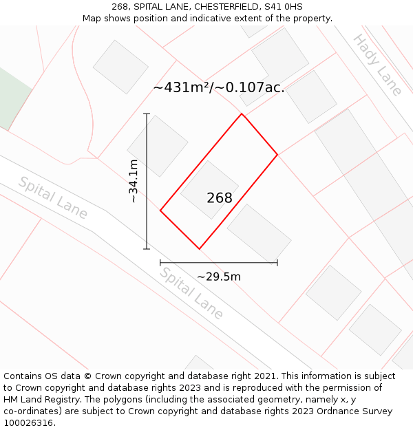 268, SPITAL LANE, CHESTERFIELD, S41 0HS: Plot and title map