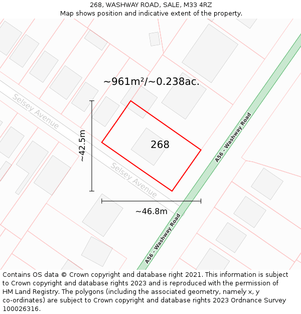 268, WASHWAY ROAD, SALE, M33 4RZ: Plot and title map