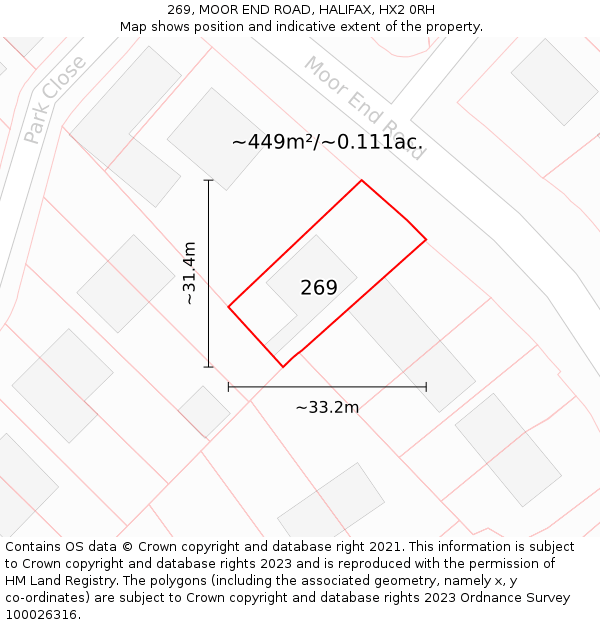 269, MOOR END ROAD, HALIFAX, HX2 0RH: Plot and title map