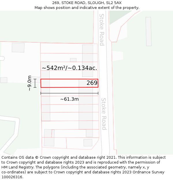 269, STOKE ROAD, SLOUGH, SL2 5AX: Plot and title map