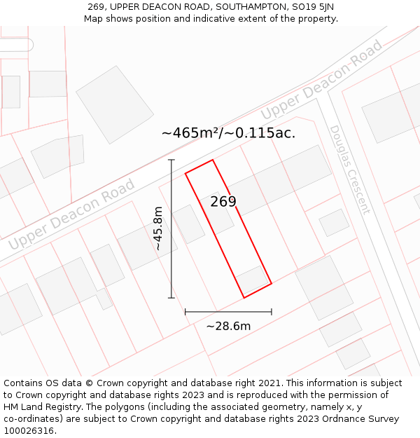 269, UPPER DEACON ROAD, SOUTHAMPTON, SO19 5JN: Plot and title map