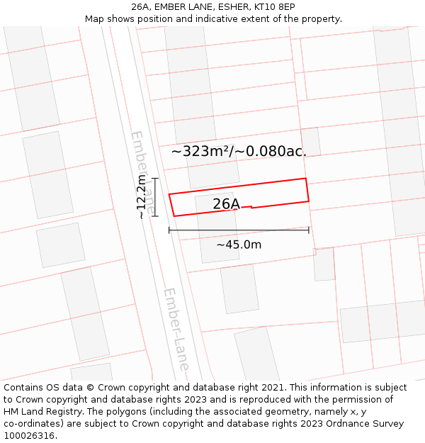 26A, EMBER LANE, ESHER, KT10 8EP: Plot and title map