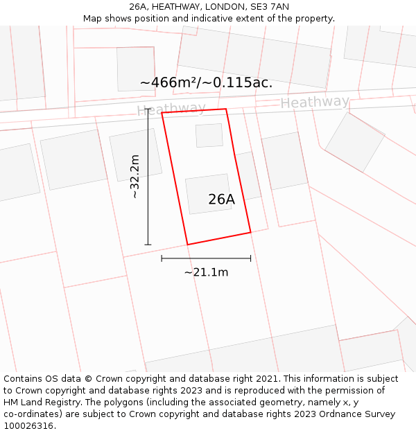 26A, HEATHWAY, LONDON, SE3 7AN: Plot and title map