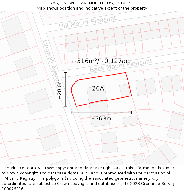 26A, LINGWELL AVENUE, LEEDS, LS10 3SU: Plot and title map