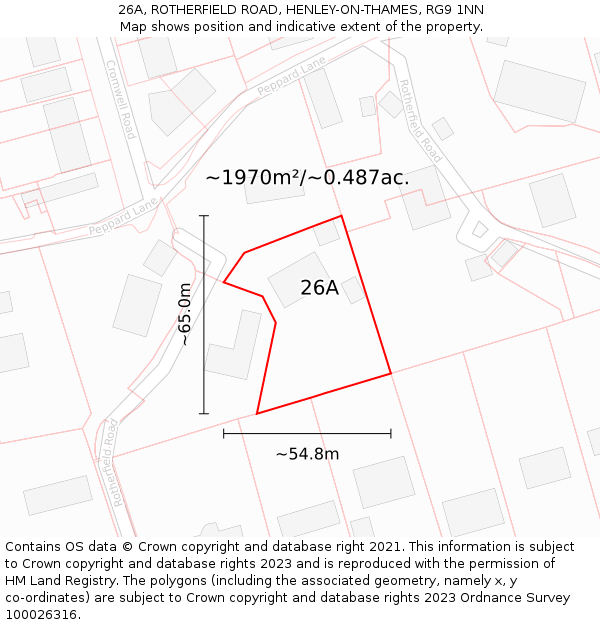 26A, ROTHERFIELD ROAD, HENLEY-ON-THAMES, RG9 1NN: Plot and title map