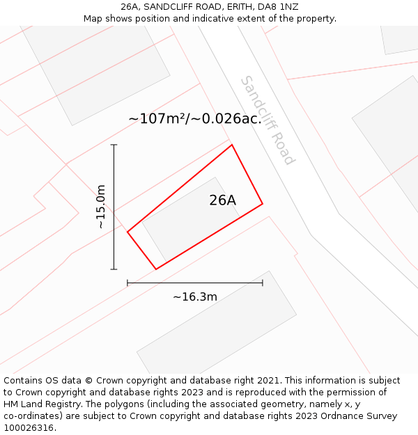 26A, SANDCLIFF ROAD, ERITH, DA8 1NZ: Plot and title map