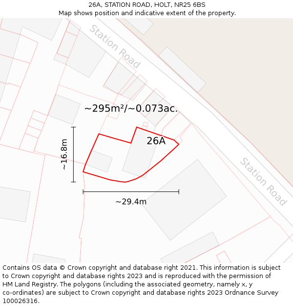 26A, STATION ROAD, HOLT, NR25 6BS: Plot and title map