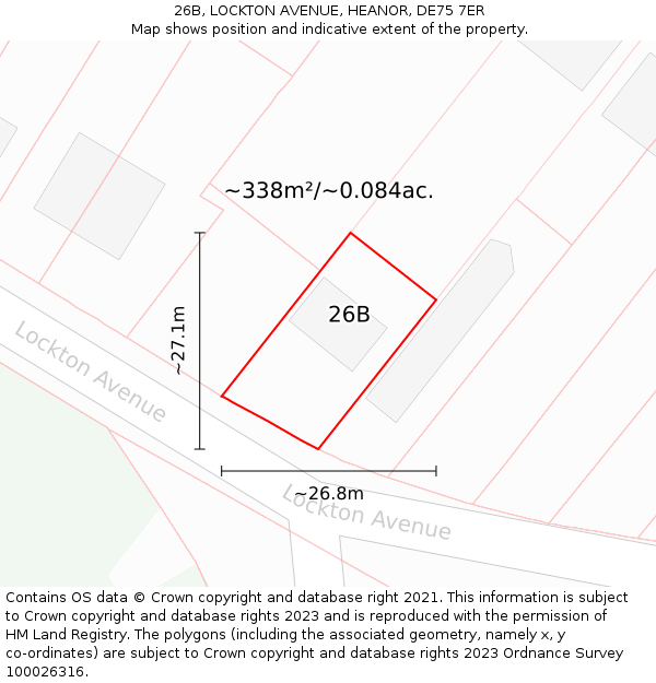 26B, LOCKTON AVENUE, HEANOR, DE75 7ER: Plot and title map