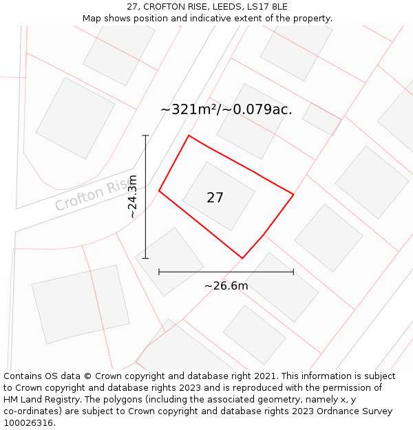 27, CROFTON RISE, LEEDS, LS17 8LE: Plot and title map