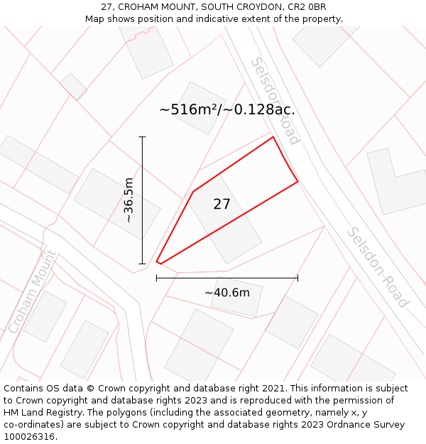 27, CROHAM MOUNT, SOUTH CROYDON, CR2 0BR: Plot and title map