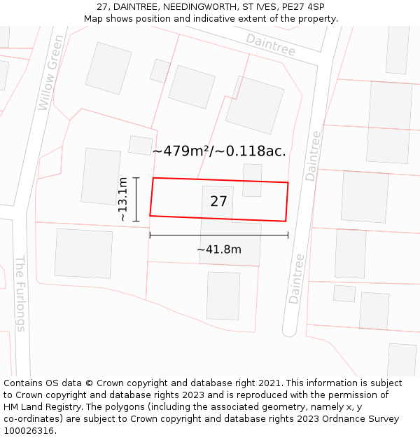 27, DAINTREE, NEEDINGWORTH, ST IVES, PE27 4SP: Plot and title map