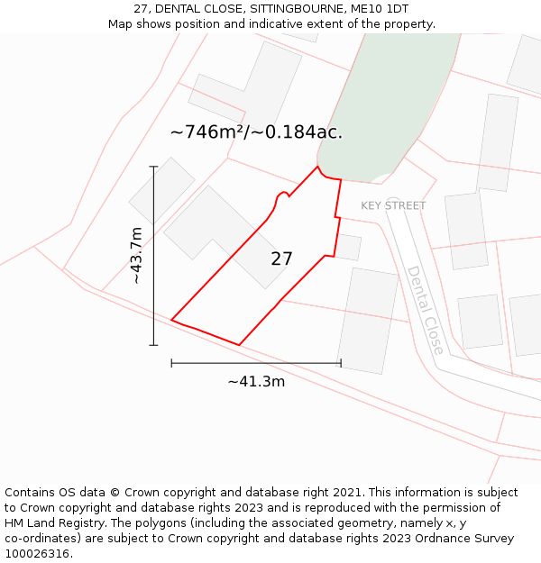 27, DENTAL CLOSE, SITTINGBOURNE, ME10 1DT: Plot and title map