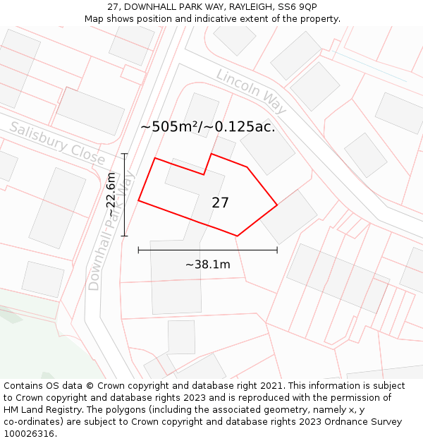 27, DOWNHALL PARK WAY, RAYLEIGH, SS6 9QP: Plot and title map