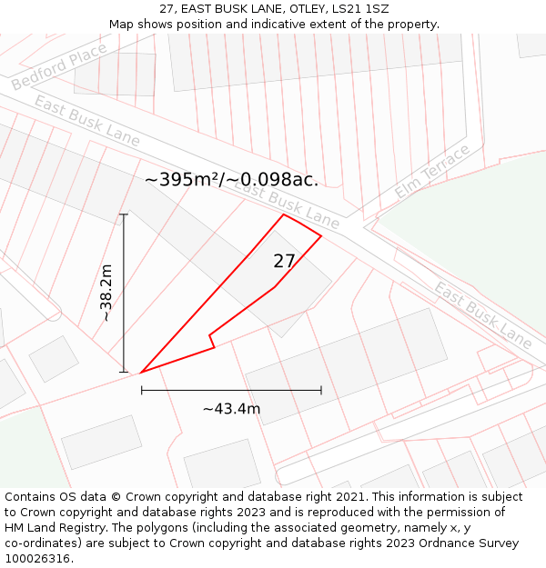 27, EAST BUSK LANE, OTLEY, LS21 1SZ: Plot and title map