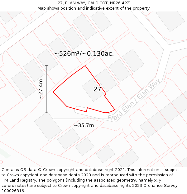 27, ELAN WAY, CALDICOT, NP26 4PZ: Plot and title map