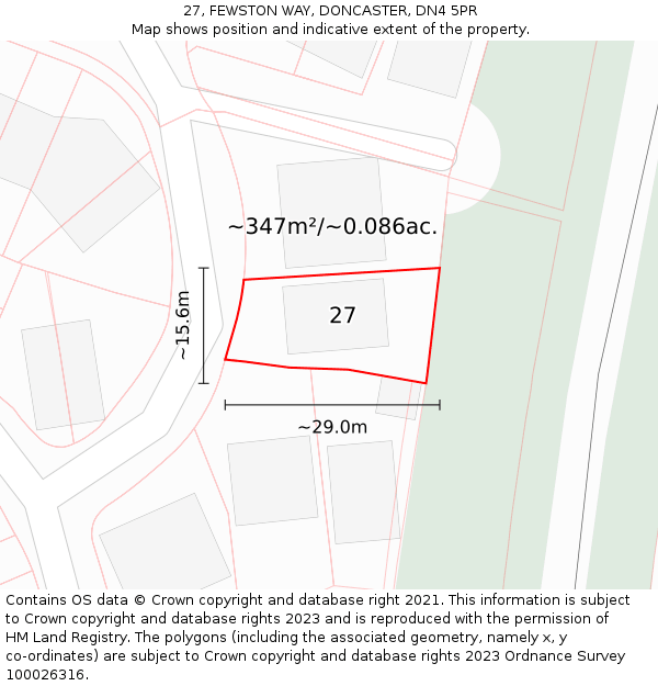 27, FEWSTON WAY, DONCASTER, DN4 5PR: Plot and title map