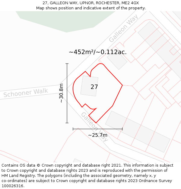 27, GALLEON WAY, UPNOR, ROCHESTER, ME2 4GX: Plot and title map