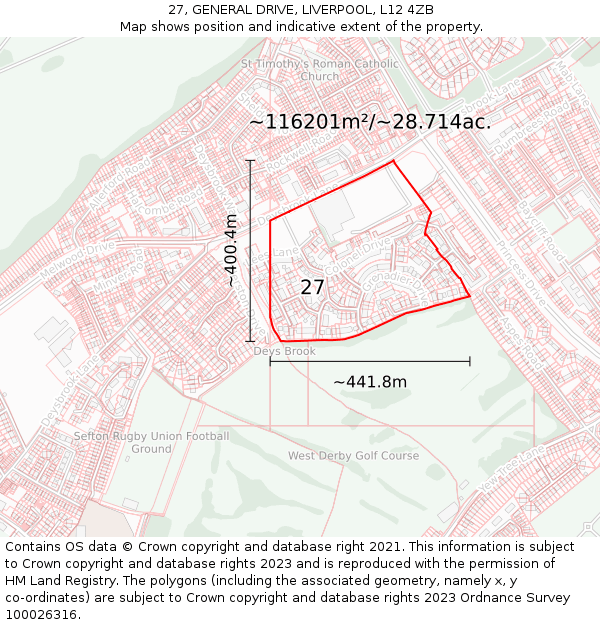 27, GENERAL DRIVE, LIVERPOOL, L12 4ZB: Plot and title map