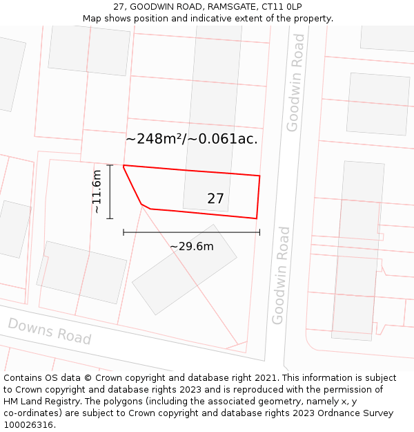 27, GOODWIN ROAD, RAMSGATE, CT11 0LP: Plot and title map