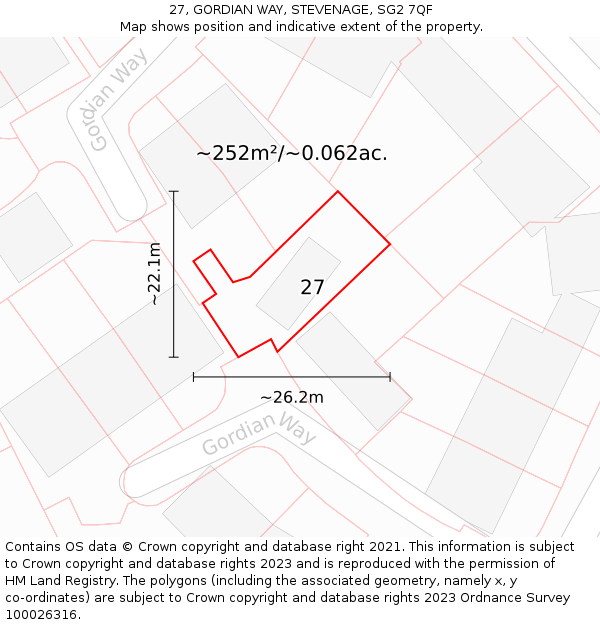 27, GORDIAN WAY, STEVENAGE, SG2 7QF: Plot and title map