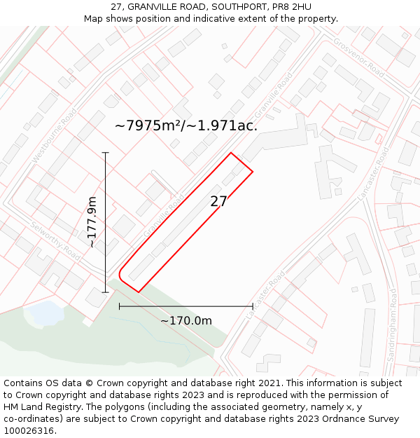 27, GRANVILLE ROAD, SOUTHPORT, PR8 2HU: Plot and title map