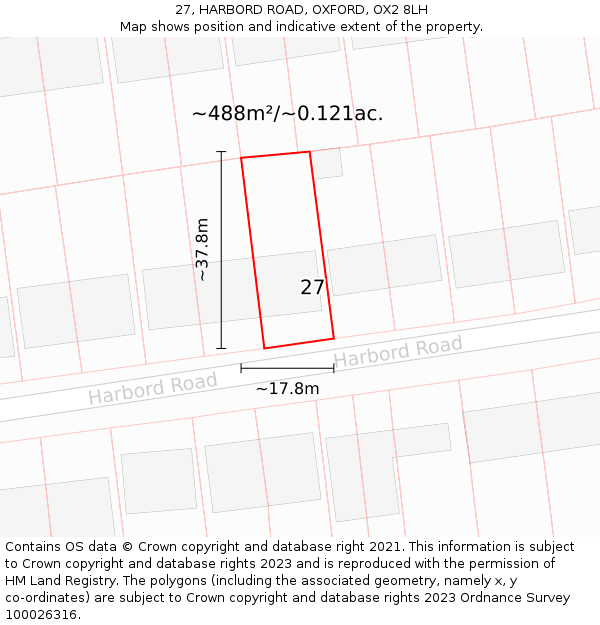 27, HARBORD ROAD, OXFORD, OX2 8LH: Plot and title map