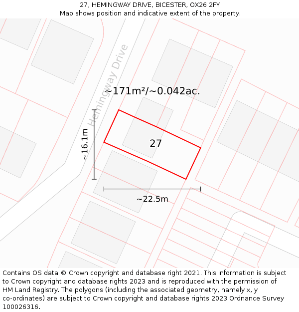 27, HEMINGWAY DRIVE, BICESTER, OX26 2FY: Plot and title map