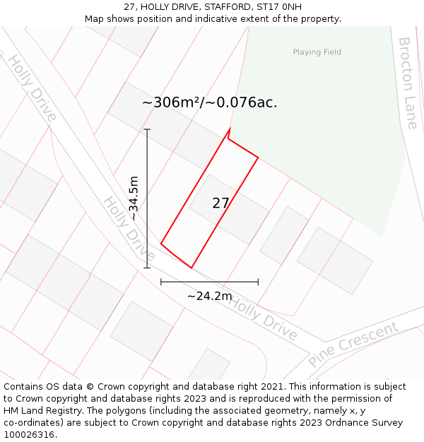 27, HOLLY DRIVE, STAFFORD, ST17 0NH: Plot and title map