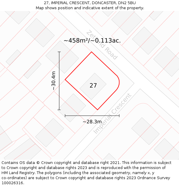 27, IMPERIAL CRESCENT, DONCASTER, DN2 5BU: Plot and title map