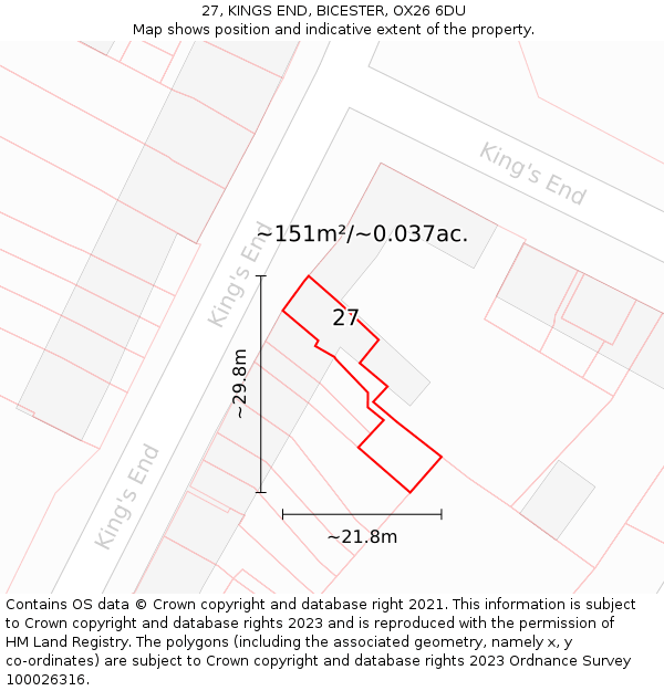 27, KINGS END, BICESTER, OX26 6DU: Plot and title map