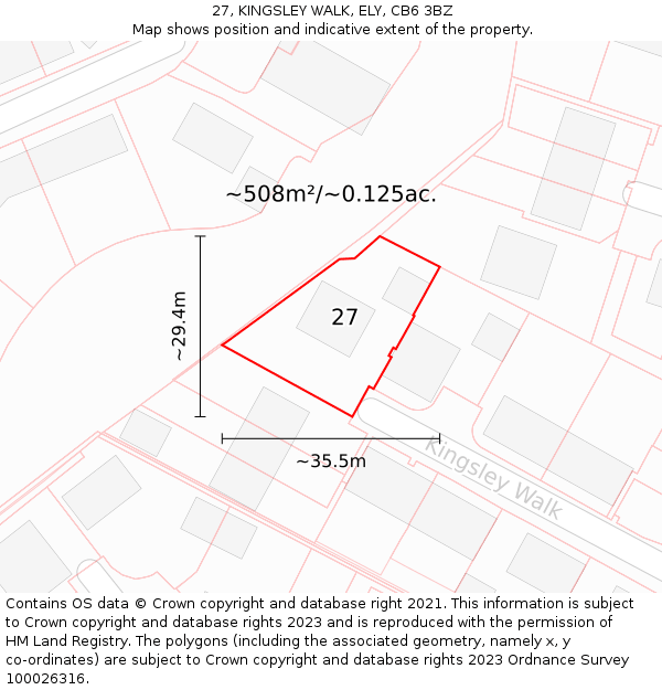 27, KINGSLEY WALK, ELY, CB6 3BZ: Plot and title map
