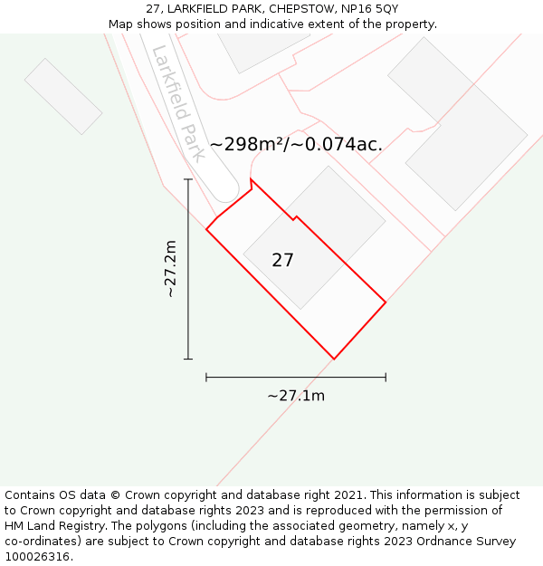 27, LARKFIELD PARK, CHEPSTOW, NP16 5QY: Plot and title map