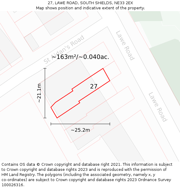 27, LAWE ROAD, SOUTH SHIELDS, NE33 2EX: Plot and title map