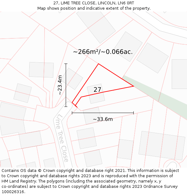 27, LIME TREE CLOSE, LINCOLN, LN6 0RT: Plot and title map