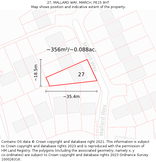 27, MALLARD WAY, MARCH, PE15 9HT: Plot and title map