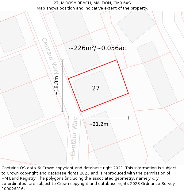 27, MIROSA REACH, MALDON, CM9 6XS: Plot and title map