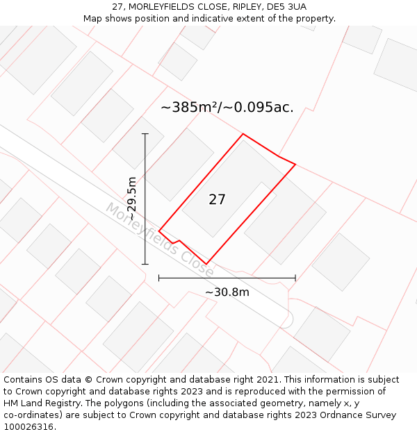 27, MORLEYFIELDS CLOSE, RIPLEY, DE5 3UA: Plot and title map