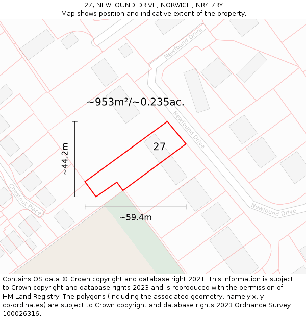 27, NEWFOUND DRIVE, NORWICH, NR4 7RY: Plot and title map