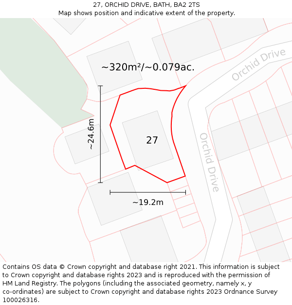 27, ORCHID DRIVE, BATH, BA2 2TS: Plot and title map