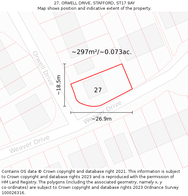 27, ORWELL DRIVE, STAFFORD, ST17 9AY: Plot and title map