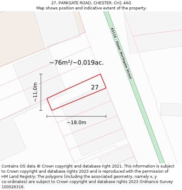 27, PARKGATE ROAD, CHESTER, CH1 4AG: Plot and title map
