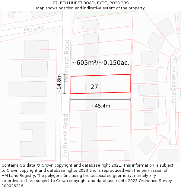 27, PELLHURST ROAD, RYDE, PO33 3BS: Plot and title map