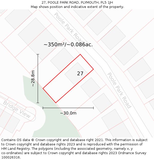 27, POOLE PARK ROAD, PLYMOUTH, PL5 1JH: Plot and title map