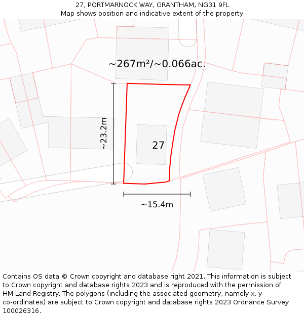 27, PORTMARNOCK WAY, GRANTHAM, NG31 9FL: Plot and title map