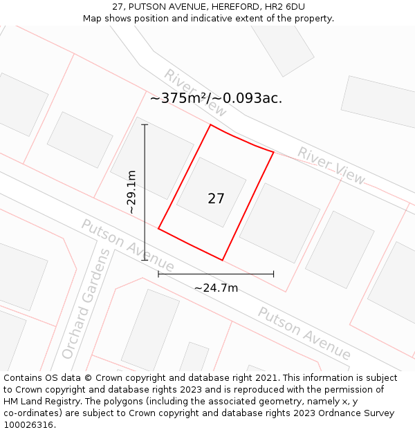 27, PUTSON AVENUE, HEREFORD, HR2 6DU: Plot and title map