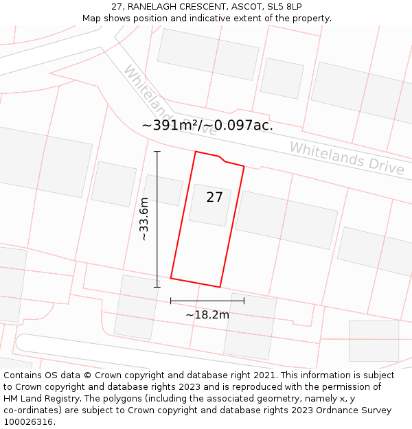 27, RANELAGH CRESCENT, ASCOT, SL5 8LP: Plot and title map