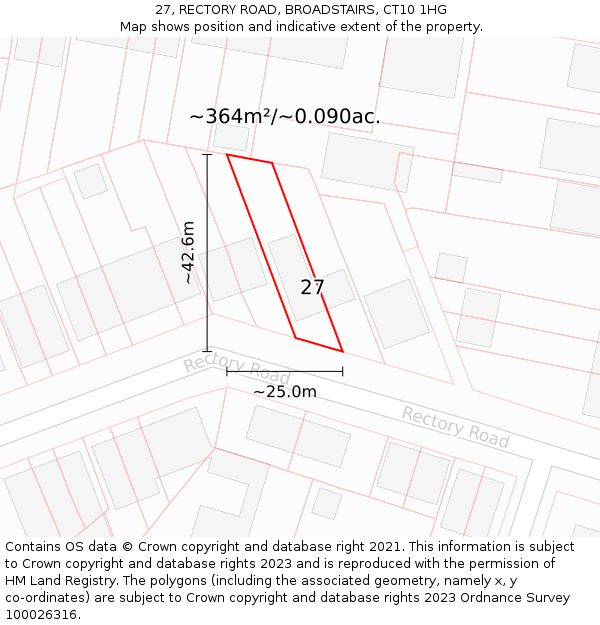 27, RECTORY ROAD, BROADSTAIRS, CT10 1HG: Plot and title map